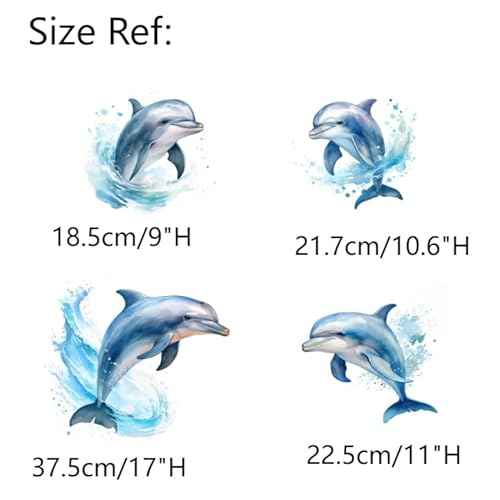 Large Dolphin Wall Decals Peel and Stick Waterproof, Big Dolphin Wall Stickers Murals Removable