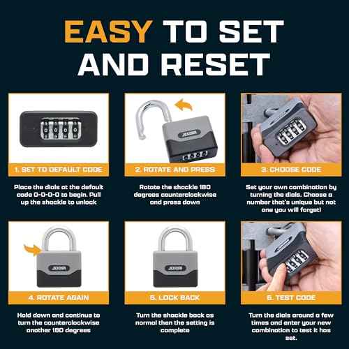Jekosa¢ç PDP68 Heavy Duty Combination Lock ? 11mm Cut Resistant Shackle, Weatherproof Polyamide Shell|Combo Padlock for School & Gym Locker, Shutters, Gate