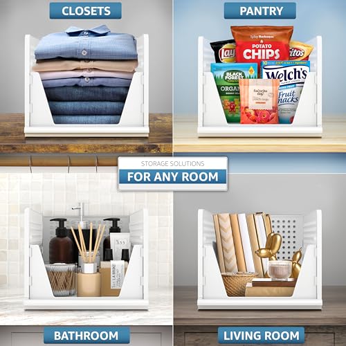 Sorbus Shelf Organizer - Closet Shelf Organizer for Clothes, Closet, Bathroom, Kitchen, Garage - Plastic Stackable Shelf Organizer Baskets - Open Front Design Under Shelf Organizer