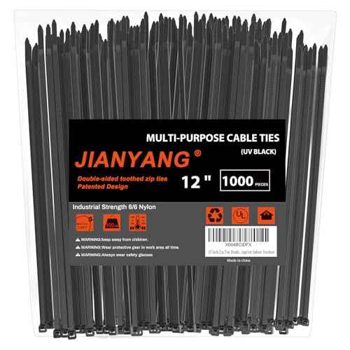 12 Inch Zip Ties Double Sided Toothed (Bulk 1000 Pack),100 LBS Tensile Strength Heavy Duty Cable Wire Ties With Self-Locking Adjustable More Durable Nylon Tie Wraps for Indoor Outdoor
