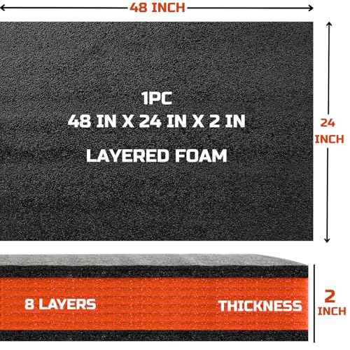 ONREVA Tool Box Foam, 1PC 48x24x2 inch, Foam Inserts for Cases, Polyethylene Storage Sheets for Toolbox Hard Case, Tool Shadow Insert, Kaizen Organizer Sheet, Black with Orange
