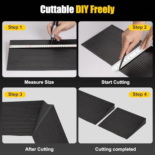0.8 Rise Ordorless Threshold Ramp Doorway Curb Ramp｜ 3000LBS Capacity Mobility Door Ramps for Home Steps｜Anti-Slip Wheel Chair Ramp for Bike, Scooter, Bathroom，Sweeper（0.8'Rise）