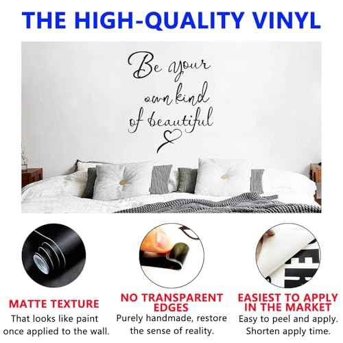 Inspirational Quotes Bedroom Wall Stickers: Women Beautiful Home Positive Vinyl Art Wall Decals - Living Room Bathroom Kitchen Family Wall Decor - Be Your Own Kind of Beatiful 15" X 18"