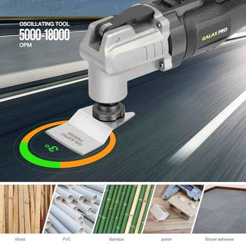 GALAX PRO Power Oscillating Tool, Cordless Oscillating Multi Tool 20V Lithium Ion with 1.3Ah Battery and Charger, 3pcs Blade and 10pcs Sanding Papers for Sanding, Grinding