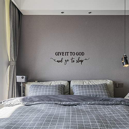 GIVE IT to GOD and go to Sleep - Christian Quotes Vinyl Wall Decal Religious Motto Positive Words Art Font Letters Relaxed Bedtime Sayings Room Stickers Decoration