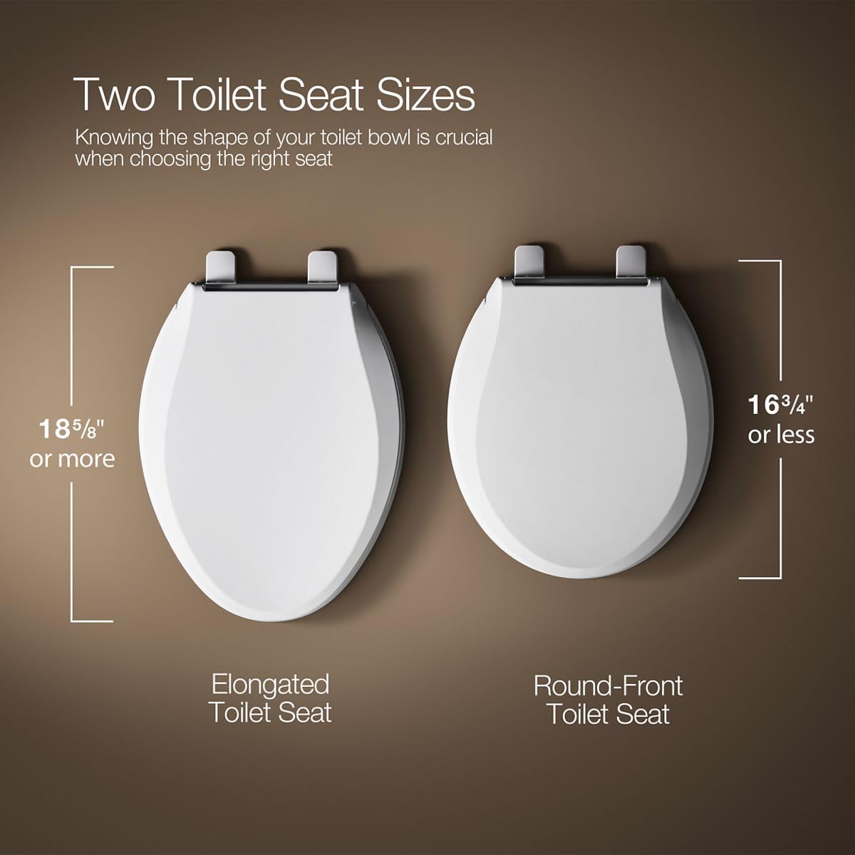 KOHLER 20111-96 Brevia, Slow Close Toilet Seat, Round Toilet Seat, Grip-Tight Bumpers Quick-Attach Hardware, Biscuit (Pack of 2)