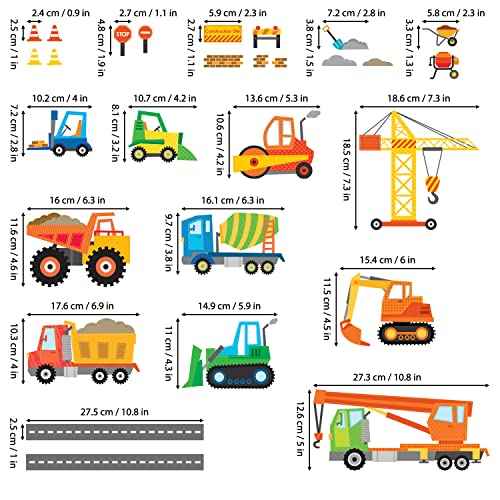 DECOWALL DS-8012 Construction Site Cars Island Kids Wall Stickers Wall Decals Peel and Stick Removable Wall Stickers for Kids Nursery Bedroom Living Room (Small) d?cor