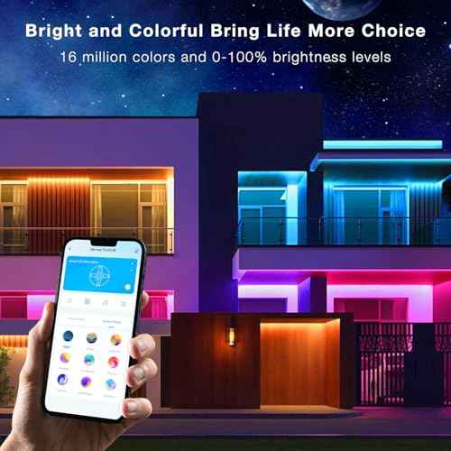 Outdoor LED Strip Lights Waterproof, 200ft IP67 Waterproof LED Light Strips with Remote, App Control, Music Sync RGB Exterior LED Rope Lights for Eaves, Roof, Balcony, Deck, Pool, Outdoor Decorations