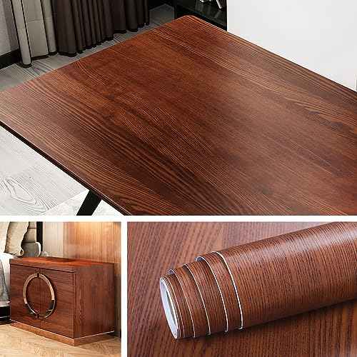 Livelynine Teak Wood Grain Contact Paper for Cabinets Drawers Peel and Stick Countertops Vinyl Kitchen Cabinet Wallpaper Self Adhesive Counter Top Contact Paper Waterproof Desk Covering 15.8x78.8 Inch