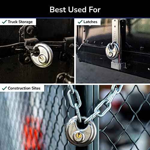BRINKS ? 70mm Keyed Alike Heavy Duty Shielded Discus Padlock ? 3 Pack- Chrome Plated Security Lock for Storage Shed, Garage, Lockers, Toolboxes, Construction Site Storage and More