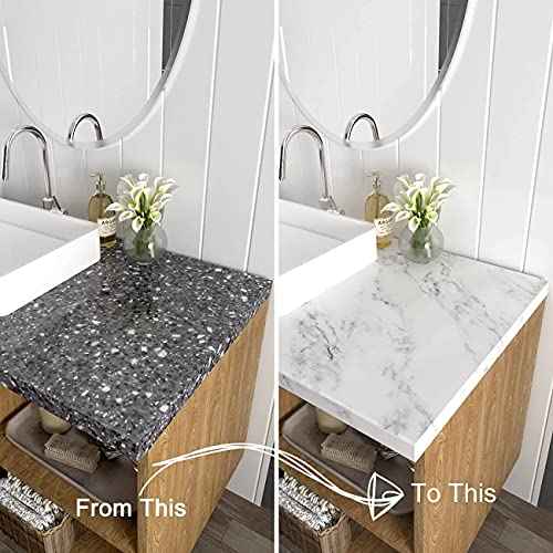 Decotalk Grey White Marble Contact Paper 12 x 120 inch Peel and Stick Countertops Self Adhesive Wallpaper Waterproof Removable Granite Contact Paper for Kitchen Backsplash Cabinets Drawer Liners Thick
