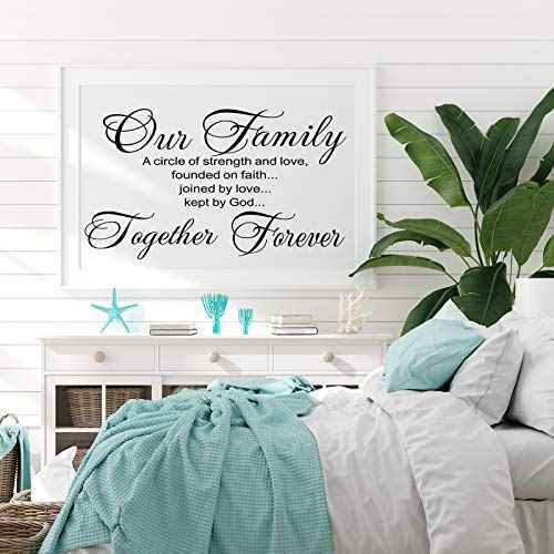 2 Pcs Vinyl Family Lettering Wall Quotes Stickers, Scripture Decals, Bible Verse Inspirational Stickers for Bedroom Home Decor - Our Family Is a Circle (Small, Basic)