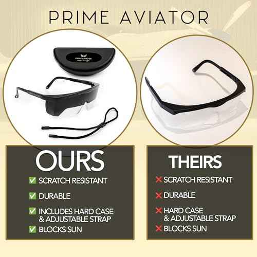 FOGGLES IFR Flight Training Glasses - Pilot Training & Simulating IMC, Sun Glare Protection, Adjustable Temples for Comfort, Blockalls, Hard Case