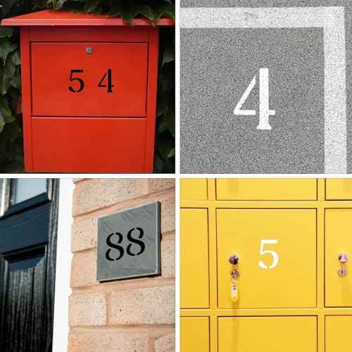 20 Pcs Curb Painting Stencils Kit 4 Inch Curb Address Stencil Kit for Painting on Walls Number Curbs Stencils Kits for Address Paint on Wood Wall Mailbox Road