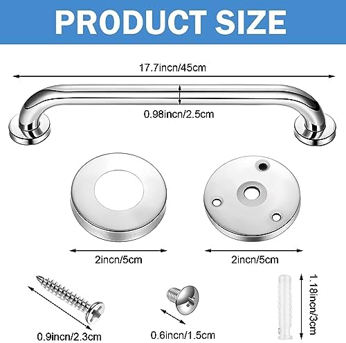 Therwen 6 Pack Grab Bars for Bathtubs and Showers Shower Grab Bars for Seniors Stainless Steel Bathroom Handicap for Elderly for Wall Shower Handle Assist Device(18 Inch,Silver)