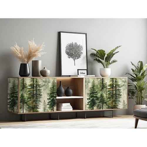 HAOKHOME Forest Peel and Stick Wallpaper Tree Wall Paper Wood Removable for Bedroom Green Contact Paper 17.3in x 6.6ft
