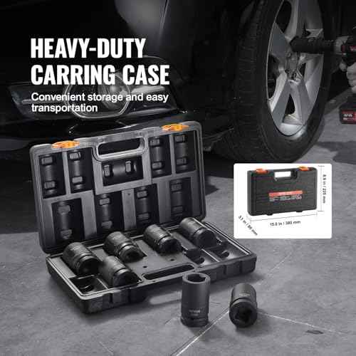 VEVOR 1" Drive Impact Socket Set, 8 Piece Deep Socket Set Metric 27-41mm, 6 Point Cr-Mo Alloy Steel for Auto Repair, Easy-to-Read Size Markings, Rugged Construction, Includes Storage Case