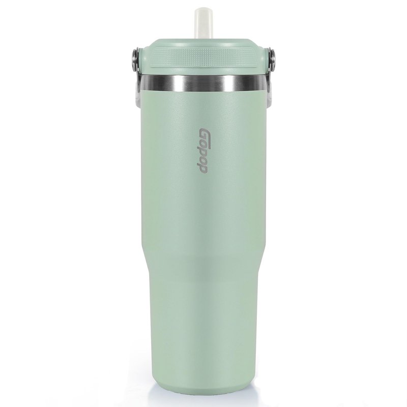 Simpleasy 30 oz Tumbler with Flip Straw - Vacuum Insulated Stainless Steel Water Bottle for Home, Office or Car - Reusable Cup with Straw Leakproof Flip, Cold up to 24h, Mint