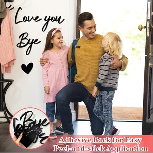 Love You Bye Sign Entryway Decor Wooden Above Door Decoration Decals Peel and Stick Home Family Wall Stickers Decor Entryway Wall Art Sign Black Love Wall Art for Farmhouse Kitchen Living Room Gift