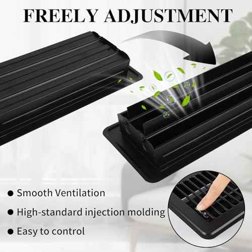 12 Pcs Black Floor Vents 4x10 Heavy Duty Metal Floor Vent Covers Vent Covers for Home Floor with Adjustment Damper Rust Proof Finish for Home Office Wall Floor Registers Grilles and Vents