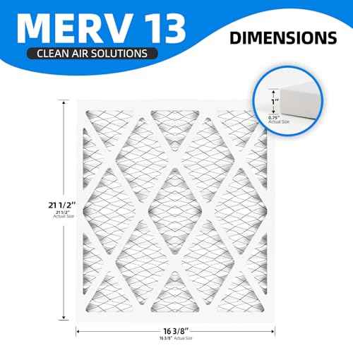 (6 Pack) 16 3/8x21 1/2x1 Furnace Air Filters, MPR 1900 & FPR 10, MERV 13 Pleated Air Filter (Actual Size: 16 3/8"x21 1/2"x3/4")