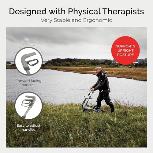 byACRE Carbon Overland/All Terrain Carbon rollator/Big Pneumatic Wheels/Lightweight at only 14.8 lbs/Foldable with seat