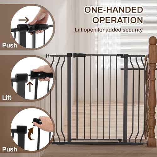 ELEVON Baby Gate for Stairs Doorways, Safety Pet Gate with Auto-Close/Hold-Open Features, Fits Openings 29.1¡± to 43.3¡±, 36¡± Tall, Easy Pressure Mounted Walk Through Baby Dog Gate, Graphite