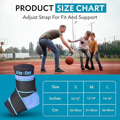 3-in-1 Ankle Compression Sleeve with Silicone Heel Pad - Ankle Brace for Sprains, Foot Fatigue, Post Surgery, Plantar Fasciitis Relief & Support (1, Medium)