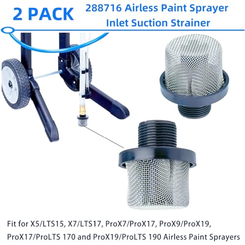2 Pcs 288716 3/4-Inch Inlet Strainer Thread & 6 Pcs 288749 Airless Spray Gun Filter Compatible with Graco X5/X7/ProX Series & SG10/SG20/SG Pro Spray Guns, Stainless Steel 60 Mesh