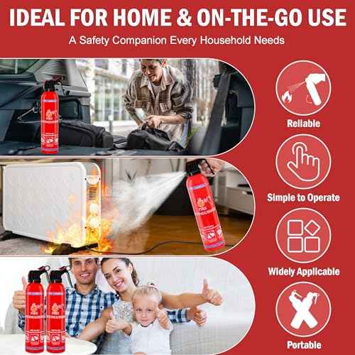 2 Pack ABC Fire Extinguishers for Home & Vehicle, 600ml Dry Chemical Fire Extinguisher with Mounting Bracket ? Ideal for Kitchen, Car, Boat, RV & Business Safety