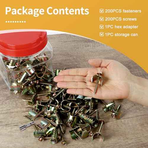 200 Pcs 2'' Fence Staples, Reusable Fasteners with Wire Fixer, Nails for Wire Mesh and Woven Fencing, Quickly Install Screws with Cordless Drill