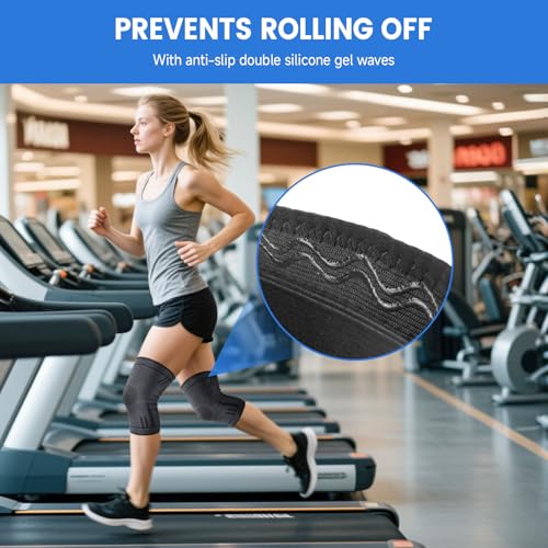 Compression Knee Brace for Women Men 2 Pack Compression Knee Sleeve Knee Brace for Knee Pain Arthritis Meniscus Tear Knee Support for Running Workout Wrestling Weightlifting Sport Athletics Black XL
