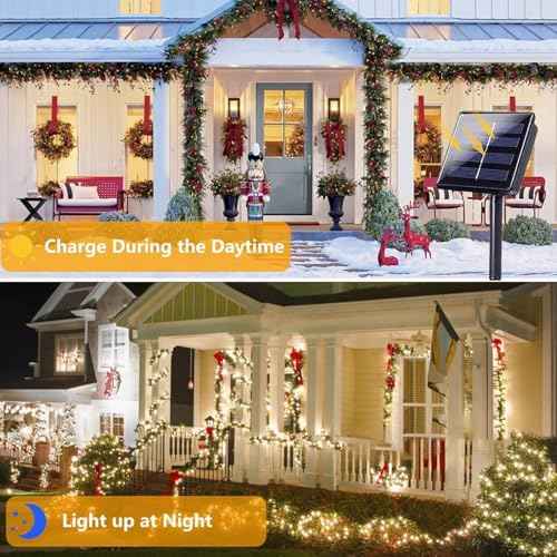 6 Pack 270FT Solar Christmas Lights Outdoor Waterproof, Super Bright 480 LED Solar String Lights with 8 Lighting Modes, Green Wire Twinkle Tree Light for Outside Xmas Party Decorations (Warm White)