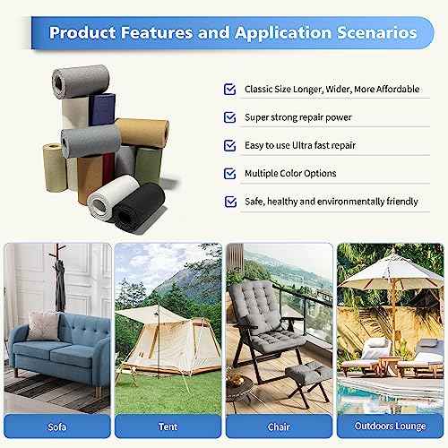 KING MOUNTAIN Canvas Repair Tape,Outdoor Gear Patch, 4¡¿63 Inches,Waterproof,Self-Adhesive for Repairing Boat Covers,Sun Shades,Sofas,Tents,Lounge Chairs,Awnings (Black)