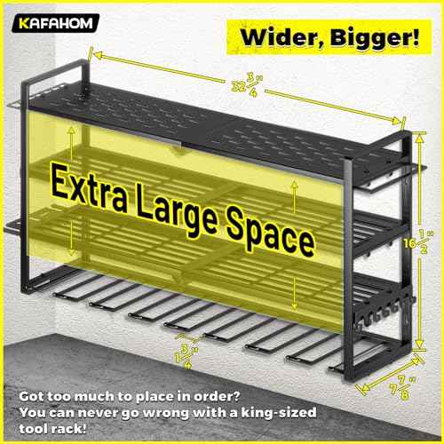 KAFAHOM Power Tool Organizer-8 Drill Holder Wall Mount£¬Tool Organizer and Storage rack for Garage Organization£¬ Heavy Duty Metal Tool Shelf with Air tool/Screwdriver/Hammer/Plier Holder