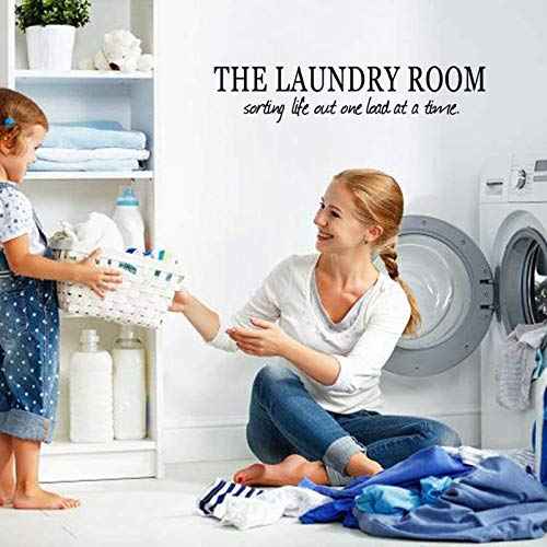 ADECALS Laundry Room Wall Decal - Laundry Sorting Life Out One Load at A Time - White and Black Vinyl Wall Sticker - 22"x8" Irregular Typographic Wall Sticker