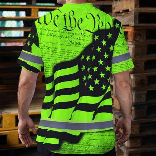 Maddly High Visibility US Flag Collection Safety Workwear Custom Name for Workers, Runners, Truckers, Patriotic