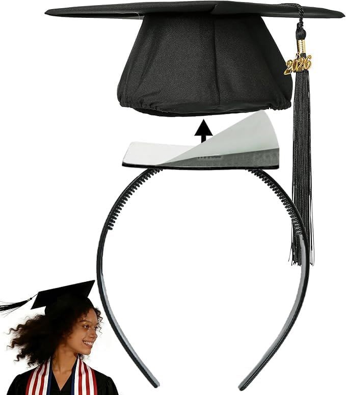 Graduation Cap Headband Insert-Anti-Fall Grad Cap Headband for Curly Hair,Graduation Hat Hair Band Accessories