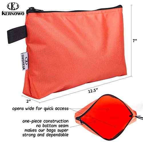 KERNOWO 5 Pcs Premium Tool Pouch Zipper Bag, Small Utility Bags, 12.5 X 7 X 2 Inch Bank Deposit Bag With Dependable Smooth Nylon Zippers