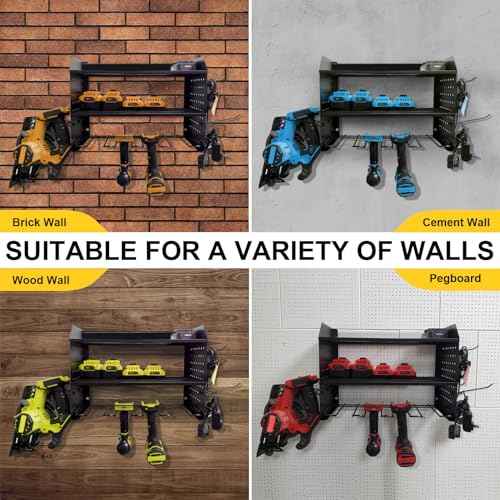 Modular Power Tool Organizer, Premium 3 Layer Wall Mount 6 Drills Holder, Efficient Garage Tool Storage Solution, Great Gifts for Men (6 Drill Holders)