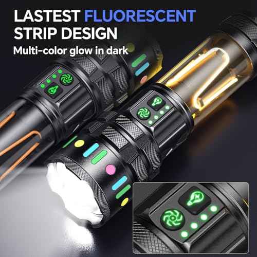 Rechargeable Flashlight High Lumens, 3000 Lumens 5000mAh Super Bright High Lumens Camping Flashlight with 11 Modes,Waterproof,Adjustable LED Multi-Flashlight for Outdoor,Camping,Walking,Tactical