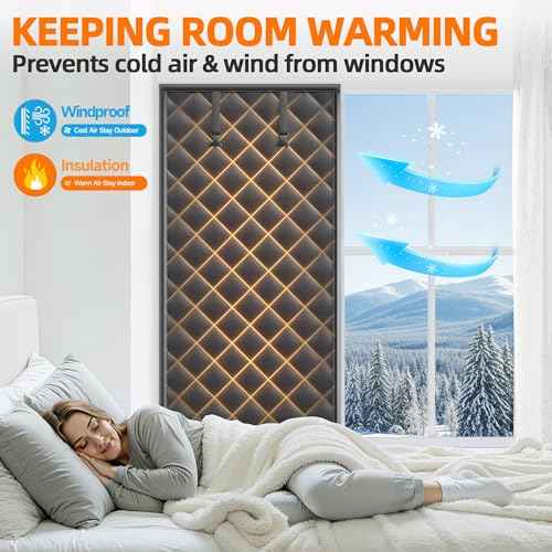 Window Insulation Kit for Winter 75"x79" Cold Weather Thermal Curtain with Heavy Cotton, Insulated Window Cover for Winter & Windows Draft Blocker for Winterizing Windows in Home RV Basement?Black