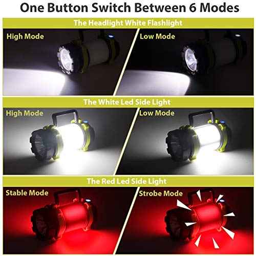2 Pack Camping Lantern, Outdoor Led Camping Lantern, Rechargeable Flashlights with 1000LM, 6 Modes, 4000mAh Power Bank, IPX5 Waterproof Portable Emergency Camping Light for Hurricane Hiking