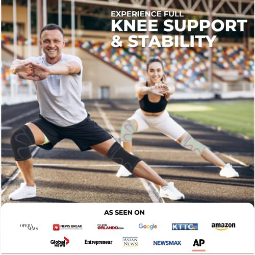 Modvel Knee Braces for Knee Pain Women & Men - 2 Pack Knee Brace for Knee Pain Set, Knee Brace Compression Sleeve, Knee Support for Knee Pain Meniscus Tear, ACL & Arthritis Pain Relief,Cream/Pink XS