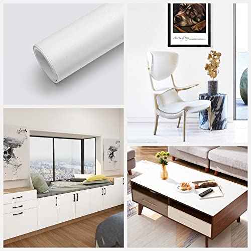 seonta 16"x78.7" Matte White Wallpaper Peel and Stick Contact Paper Self Adhesive Removable Warpping Decorative Vinyl Film Waterproof Wall Paper for Walls Countertop Cabinets Furniture