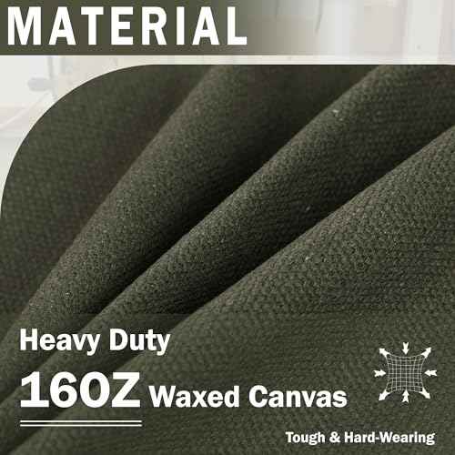 16OZ Waxed Canvas Tool Storage Bag, Heavy Duty Hand Tools Organizer with Hidden Zipper Pocket & 4 Internal Slots & Carrying Handle | Army Green | Multi-Purpose Tool Bag for Mechanic Electrics - S