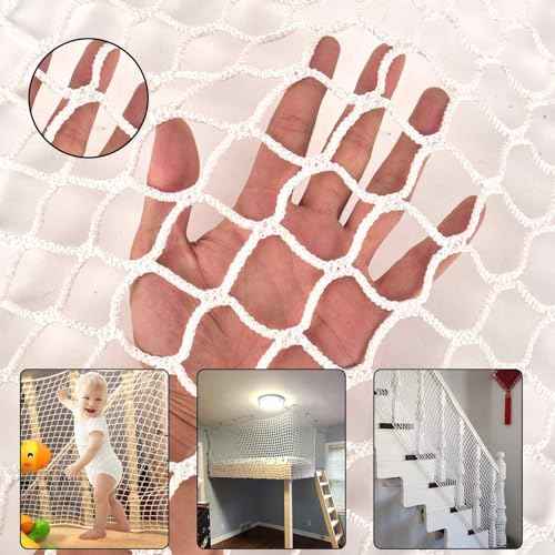 Balcony Netting for Pets£¬Apartment£¬Stair£¬Trampoline£¬Playground£¬Child Safety Rope Net£¬Driveway Net for Kids Safety£¬Baseball Softball Net Sports Netting (3.3ft¡¿9.9ft, White)