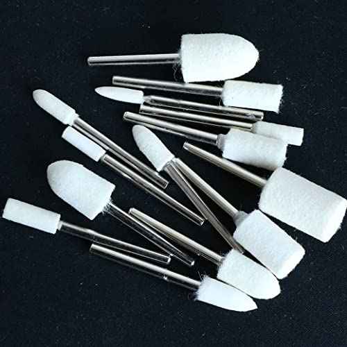 Luo ke 20 Pieces Compressed Wool Polishing Wheels Wool Felt Grinding Bits Buffing Tips with 1/8" Mandrel for Rotary Tool(Sanding Diameter : 4mm / 6mm / 8mm / 10mm / 12 mm)