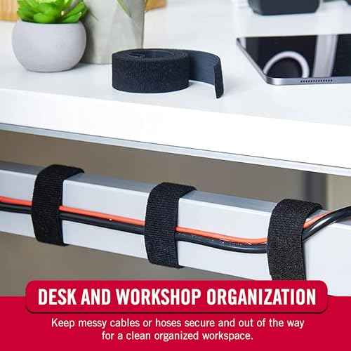 VELCRO Brand VEL-30767-AMS Narrow Straps 3/4 in x 30 ft Roll | Cut to Length Reusable Self-Gripping Tape | Bundle Wrap Garden Tools, Hoses, Organize Craft Supplies, Camping Gear, More | Black