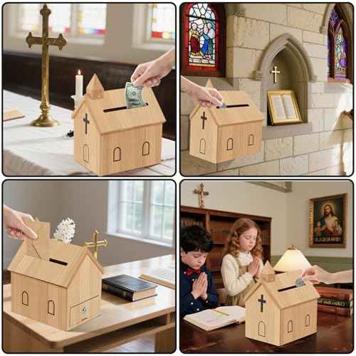 Offering Boxes for Church - Prayer Request Box, Wood Church Offering Collection Tithing Donation Fundraising Box 9.1 x 6.7 x 11.8 in
